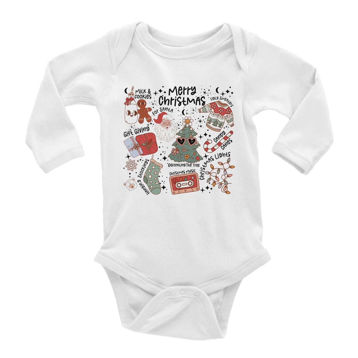Langermet body med julemotiv til baby