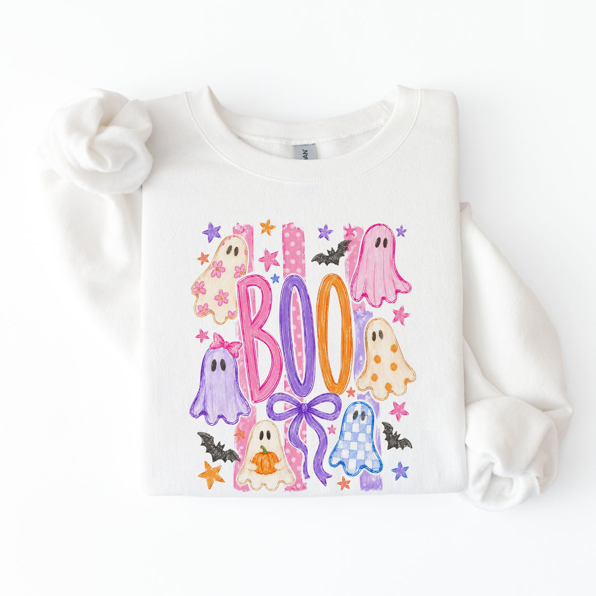hvit halloweengenser med boo motiv