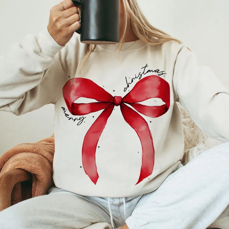 Merry Christmas Bow Julegenser