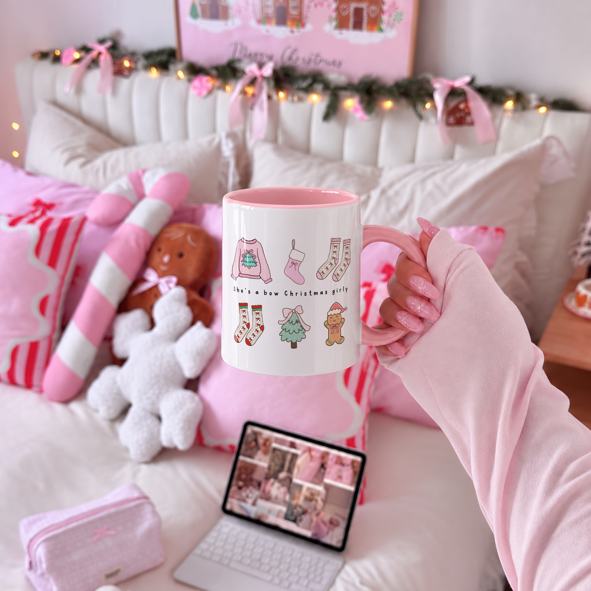 rosa julekrus bow Christmas girly